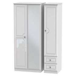 Snowdon Tall 3 Door Mirrored with Drawers Wardrobe